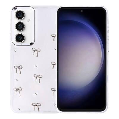 Galaxy Samsung S23 FE Kılıf Sima Tech Simli Desenli Şeffaf Kapi Kapak - 1