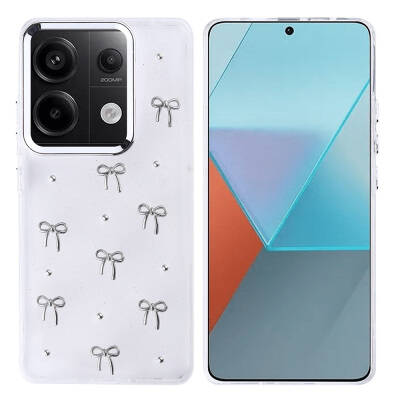 Xiaomi Redmi Note 13 Pro 4G Kılıf Sima Tech Simli Desenli Şeffaf Kapi Kapak