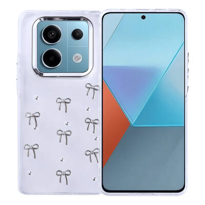 Xiaomi Redmi Note 14 Kılıf Sima Tech Simli Desenli Şeffaf Kapi Kapak